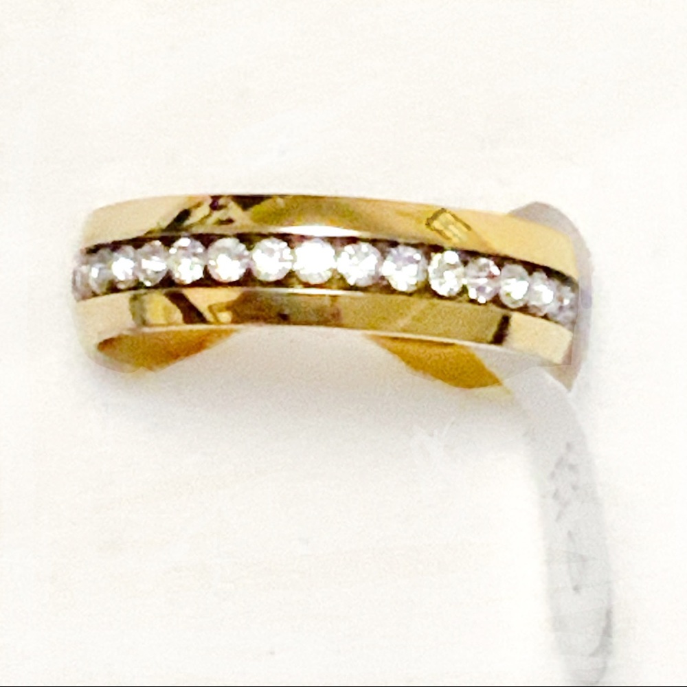 🆕 Unisex Gold Band w/White Rhinestones sz10 NWT